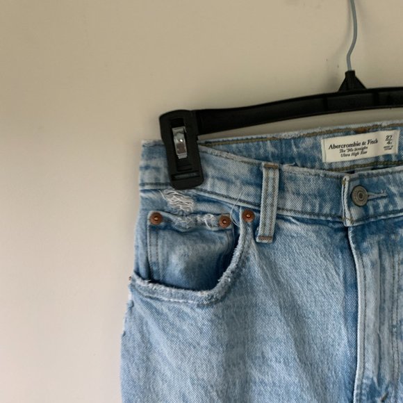Abercrombie & Fitch Light Blue Straight Leg Jeans - Picture 6 of 10